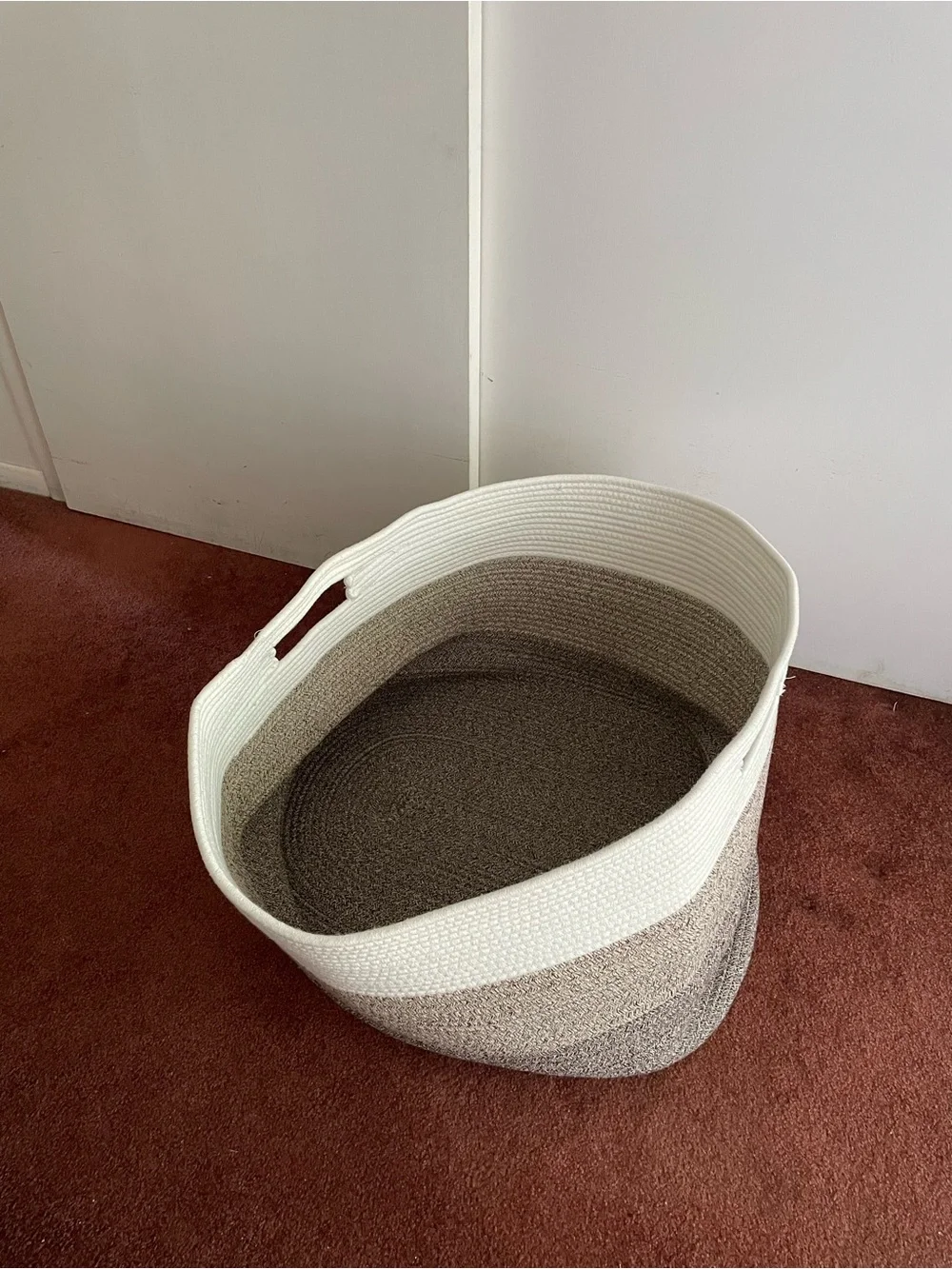 108L Jumbo Storage Basket – Cotton Rope White and Brown
